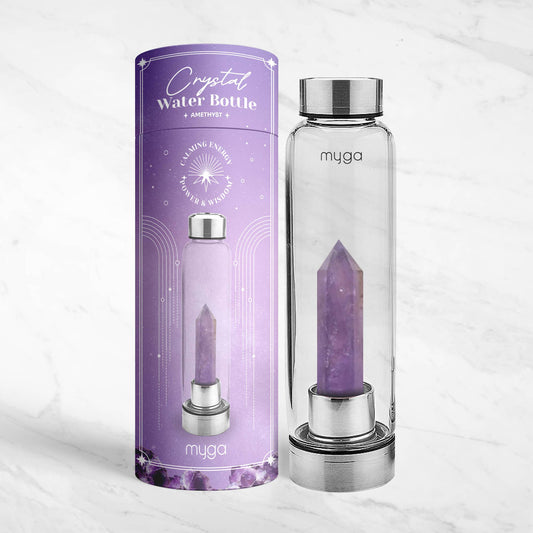 Amethyst Crystal Glass Water Bottle