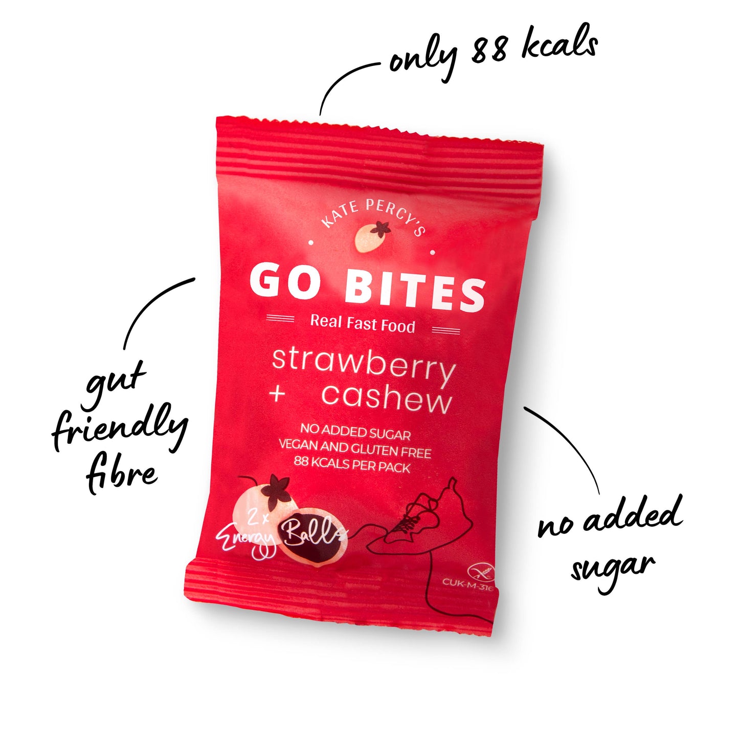 Kate Percy's Go Bites Strawberry & Cashew - 1 x 12