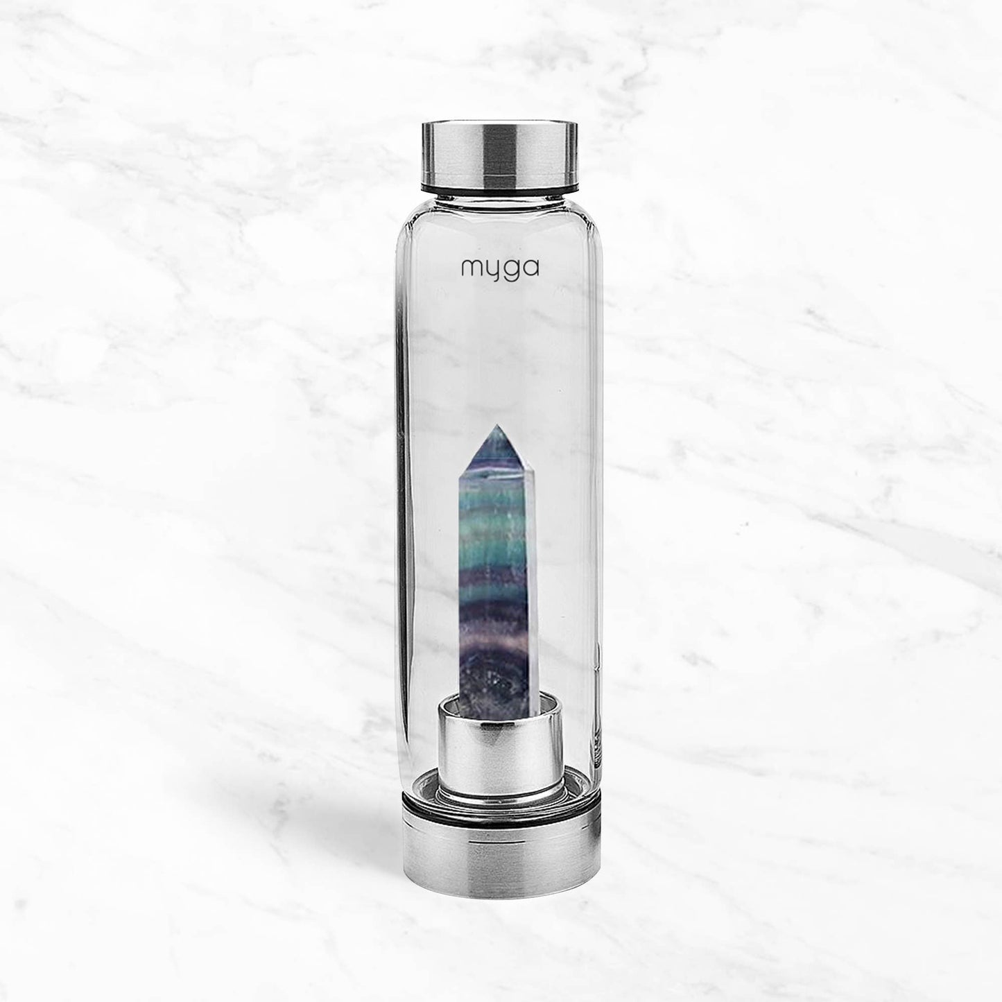 Fluorite Crystal Glass Water Bottle