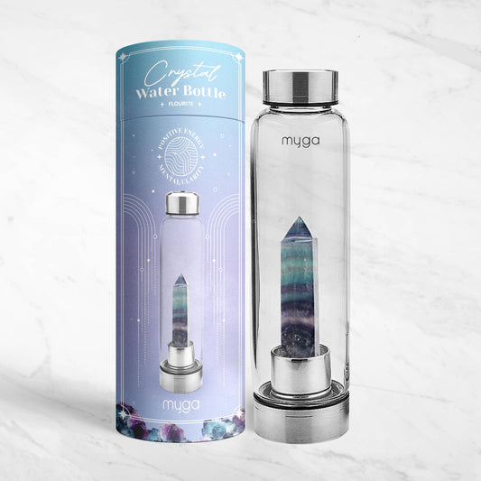 Fluorite Crystal Glass Water Bottle